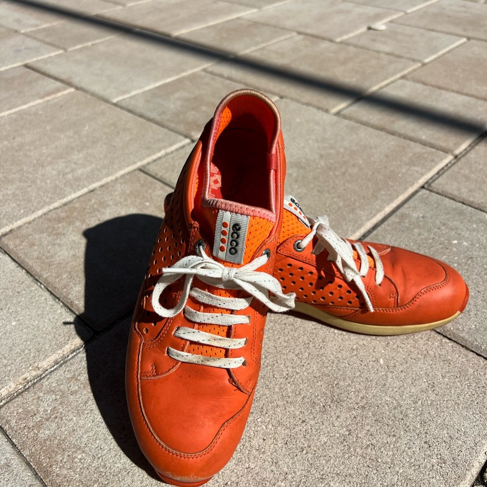 ECCO Bright Orange Casual Golf Sneakers-Womens Size 38 - Picture 7 of 8